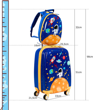 Set di Valigia per Bambini, 18" Valigia+ 12" Zaino, 2 Pezzi, con Ruote Girevoli a 360° e Maniglia Retrattile, Ideale per Viaggiare in Modo Comodo e Divertente (Modello 13)