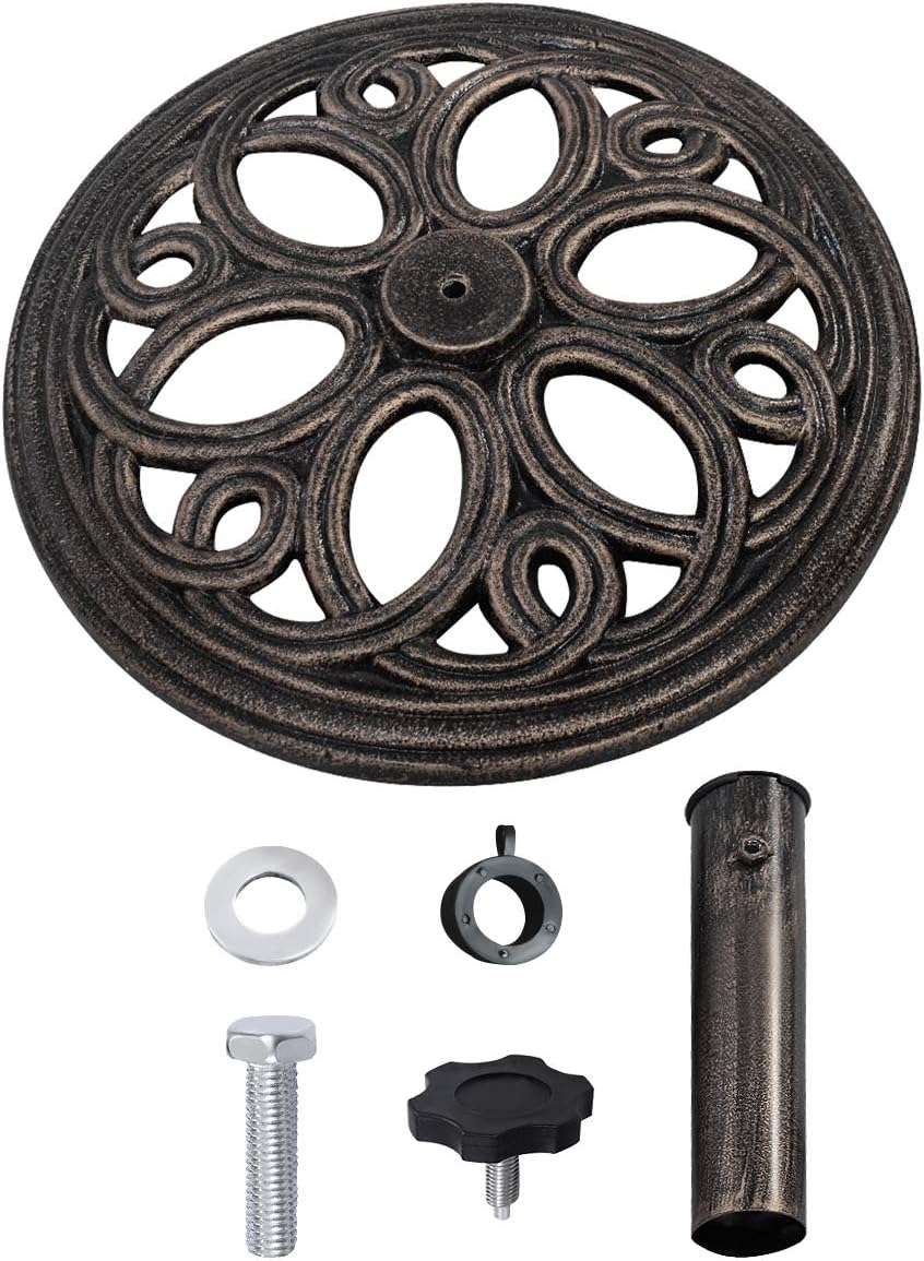 Base per Ombrellone, Ideale per Pali da 38-48mm, Base Ombrellone in Ghisa, Facile da Montare e Pulire, Bronzo