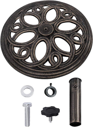Base per Ombrellone, Ideale per Pali da 38-48mm, Base Ombrellone in Ghisa, Facile da Montare e Pulire, Bronzo