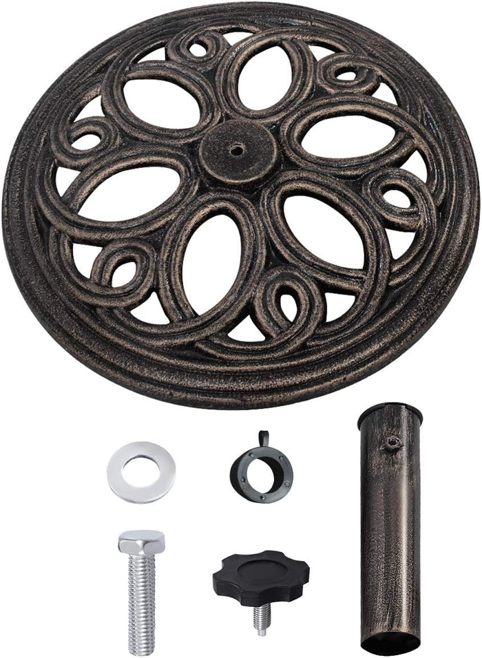 Base per Ombrellone, Ideale per Pali da 38-48mm, Base Ombrellone in Ghisa, Facile da Montare e Pulire, Bronzo