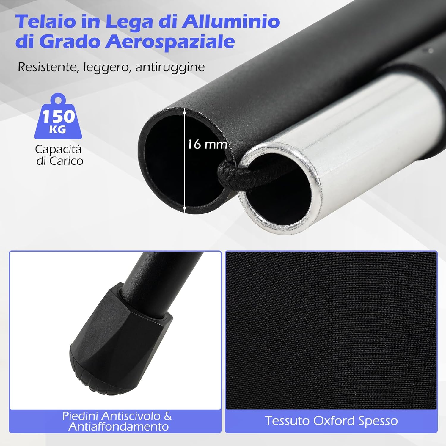 Sedia da Campeggio Portatile, Sedia Ergonomica Pieghevole da Zaino con Schienale Alto, Braccioli, Cusino e Borsa da Trasporto, Poltrona da Esterno per Spiaggia e Picnic, Portata 150 kg