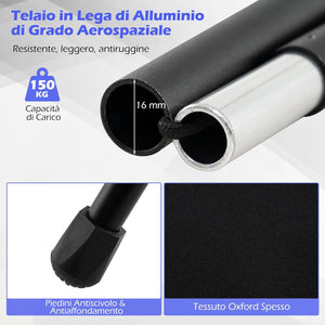 Sedia da Campeggio Portatile, Sedia Ergonomica Pieghevole da Zaino con Schienale Alto, Braccioli, Cusino e Borsa da Trasporto, Poltrona da Esterno per Spiaggia e Picnic, Portata 150 kg