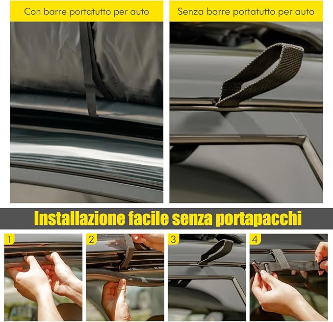 Borsa per Tetto Auto, Borsa Portapacchi Impermeabile per Tutti i Veicoli con/Senza Barre Portapacchi, con Tappetino Antiscivolo, Corda, Lucchetto e Ganci (100 x 130 x 43 cm)