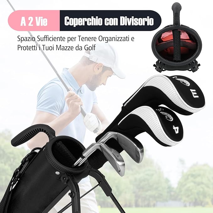 Borsa da Golf Leggera con Supporto, per Campo Pratica, Par 3 e Campi Esecutivi, Borsa da Golf con Tracolla Regolabile, Tasca e Portabottiglie per Donne e Uomini