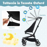 Passeggino Leggero per Bambini, Passeggino Compatto con Tettuccio Regolabile, Cestino di Stoccaggio e Ruote, Passeggino Pieghevole per Bambini 6+ Mesi