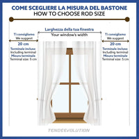 Bastone Tenda in Legno di Alta Qualità, diametro 23 mm a strappo colore olmo lunghezza 200 CM