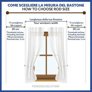 Bastone Tenda in Legno di Alta Qualità, diametro 23 mm a strappo colore ciliegio lunghezza 160 CM