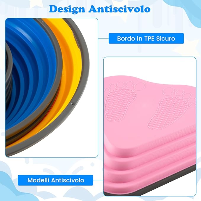 Pietre di Bilanciamento per Bambini 3+ Anni, Pietre Impilabili Antiscivolo da Interno/Esterno, Stepping Stones per Promuove la Coordinazione dell'Equilibrio e la Forza