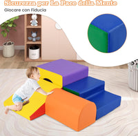 Set di 4 Blocchi in Schiuma per Arrampicarsi e Gattonare per Bambini, Set di Giocattoli Morbidi da Interno con Diverse Forme e Colori per lo Sviluppo dei Bambini (Giallo)