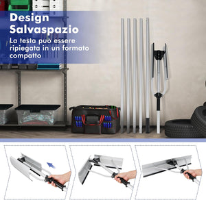 Restrello da Neve per Tetto Lungezza 635 cm, Rastrello per Neve Telescopico con Testa Pieghevole, Restrello in Alluminio Allungabile con 5 Asta Rimozione Neve, Pala da Neve per Tetto