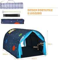 Tenda da Gioco per Bambini, Tenda per Letto con Borsa di Trasporto, Casetta per Bambini Portatile, per Camera da Letto Salone Giochi, 144 x 102 x 82 cm (Blu)