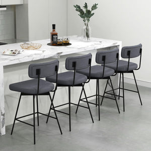 Set di 2 Sgabelli da Bar Girevoli a 360¡ã, Sgabelli da Cucina con Schienale, Poggiapiedi, Sedia Alta Moderna Imbottita Struttura in Metallo, Altezza 90,5 cm, Capacit¨¤ di 150 kg (Grigio)