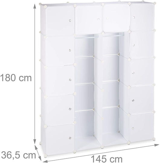 Armadio a cubo con ripiani in plastica 14 scomparti 180 cm bianco 13_0001070_2