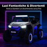 12V Auto Elettrico per Bambini, Macchina Fuoristrada a 2 Posti, Macchina Elettrica con Luci Suoni, Regalo per Bambini 3-8 Anni, 118x74x71 cm (Bianco)