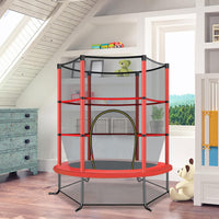Trampolino Elastico Bambino in Acciaio, Tappeto Elastico Bambini da Esterno e da Interno, con Rete e Cusicnetti Antiscivolo（Rosso)