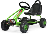 Go Kart a Pedali per Bambini, Go Kart Veicolo con Sedile Regolabile e Freno a Mano, per Bambini 3-6 Anni, Portata Massima 30 kg (Verde)