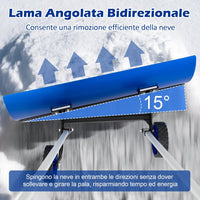 Pala da Neve con Ruote con Lama da 95 cm Angolata, Spazzaneve in Alluminio Manico Regolabile a 90Â° a Forma di U, Spala Neve Manuale per Ingresso, Marciapiedi e Vialetto