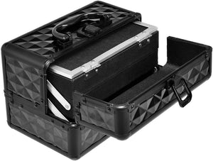 Astuccio per Cosmetici, Scatola per Trucchi, Multiuso con Specchio, Vari Colori Disponibili (Nero)