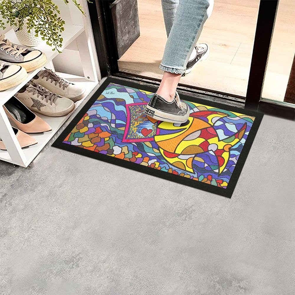 Zerbino Gomma Dipinto Artistico Jack Ottanio Pop Art 40x70 cm Antiscivolo I Love Amalfi (D)