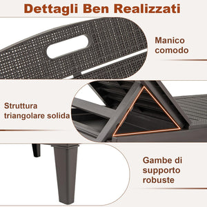 Set di 2 Sedie a Sdraio, Lettino Prendisole da Esterno in PP con Schienali Regolabili in 4 Posizioni, Sedia Reclinabile per Patio, Piscina, Terrazza, Portata 160 kg (Marrone)
