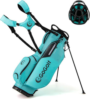 Borsa da Golf con Divisori Superiori a 8 Vie & 5 Tasche con Cerniera, Tracolla Regolabile a Doppia Spalla, Cappuccio Antipioggia e Portombrelli, Sacca da Golf per Donna e Uomo