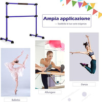 Sbarra da Balletto Doppia in Metallo, Portatile e Regolabile in Altezza con Cuscinetti Antiscivolo e Base Girevole, Ideale per Allenamento Stretch, Carico Massimo 50 kg