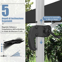 Ombrellone da Giardino, con Base Incrociata, Ombrellone Quadrato da Esterno con Palo in Alluminio e Girevole a 360°, Manovella e Inclinazione Regolabile, 300 x 300 cm (Nero)