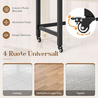 Scrivania per Ufficio e Casa, Scriviania con Ampio Piano e 4 Ruote Bloccabili, Scriviania per Computer di Metallo e Legno, 120 x 60 x 75 cm (Naturale)