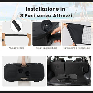 Set di Badminton con Rete, Racchette, 2 Volani e Scatola di Conservazione, Set di Badminton Portatile per 2 Giocatori da Esterno per Bambini, Ragazzi e Adulti