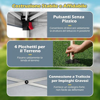 Gazebo Pop-up da Esterno 3 x 3 m, Gezebo Pieghevole con 1 Parete Laterale, Zaino Portatile e 4 Picchetti, Tendone Impermeabile e Resistente per Campeggio e Feste (Grigio)