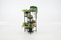 Porta Piante da Interno Pieghevole, Scaffale per Piante e Fiori in Metallo a 6 Livelli,Porta Vasi Salvaspazio da Balcone e Salotto, 41 x 39 x 82 cm (Nero)