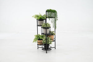 Porta Piante da Interno Pieghevole, Scaffale per Piante e Fiori in Metallo a 6 Livelli,Porta Vasi Salvaspazio da Balcone e Salotto, 41 x 39 x 82 cm (Nero)