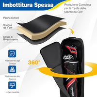 Borsa da Viaggio Golf Pieghevole con Ruote, Borsa da Golf in Tessuto Oxford Resistente ed Impermeabile, Custodia da Viaggio per Mazze da Golf per Compagnie Aeree, Nero