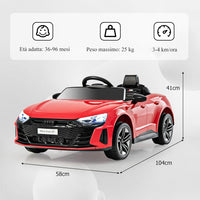 12V Audi RS e-tron GT Macchina Elettrica per Bambini, Auto Elettrica con Telecomando Luci LED e Musica, 3-5 km/h, Regalo per Bambini 37-95 Mesi (Rosso)