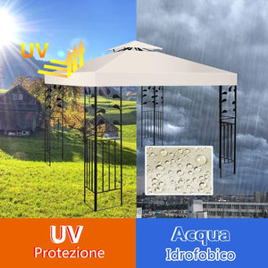 Tetto di Ricambio per Gazebo da Giardino Copertura di Ricambio Gazebo 3 x 3 m (Beige)