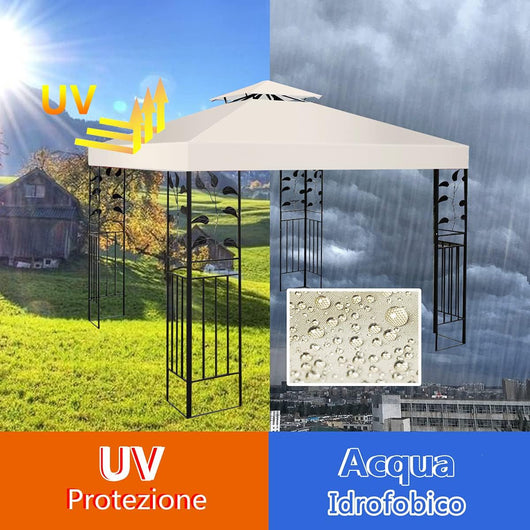 Tetto di Ricambio per Gazebo da Giardino Copertura di Ricambio Gazebo 3 x 3 m (Beige)