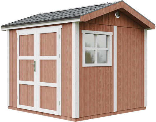 Casetta da giardino di qualit? premium 5,9 m² - H252x250x294 cm - Timbela M913A-REDWOOD RED