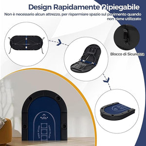 Tavolo da Poker Pieghevole 182 cm per 8 Giocatori, Tavolo da Gioco Ovalo con Supporti per Bicchieri, Rivestimenti Imbottiti, per Blackjack, Texas Hold’em, Giochi da Casinò (Blu)