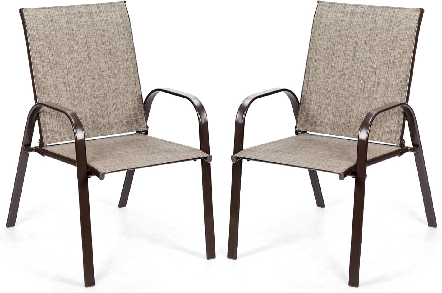 Set di 2 Sedie da Giardino, Sedie da Giardino per Patio in Textilene, con Braccioli Curvi, Telaio in Metallo, Sedia da Bistrot Portata 200 kg, Per Giardino Patio, 56 x 72 x 90 cm (Grigio)