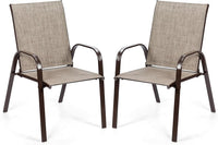 Set di 2 Sedie da Giardino, Sedie da Giardino per Patio in Textilene, con Braccioli Curvi, Telaio in Metallo, Sedia da Bistrot Portata 200 kg, Per Giardino Patio, 56 x 72 x 90 cm (Grigio)