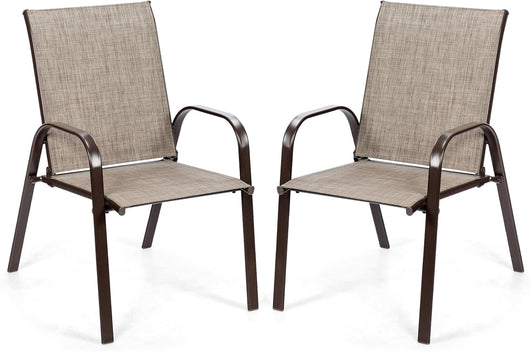 Set di 2 Sedie da Giardino, Sedie da Giardino per Patio in Textilene, con Braccioli Curvi, Telaio in Metallo, Sedia da Bistrot Portata 200 kg, Per Giardino Patio, 56 x 72 x 90 cm (Grigio)