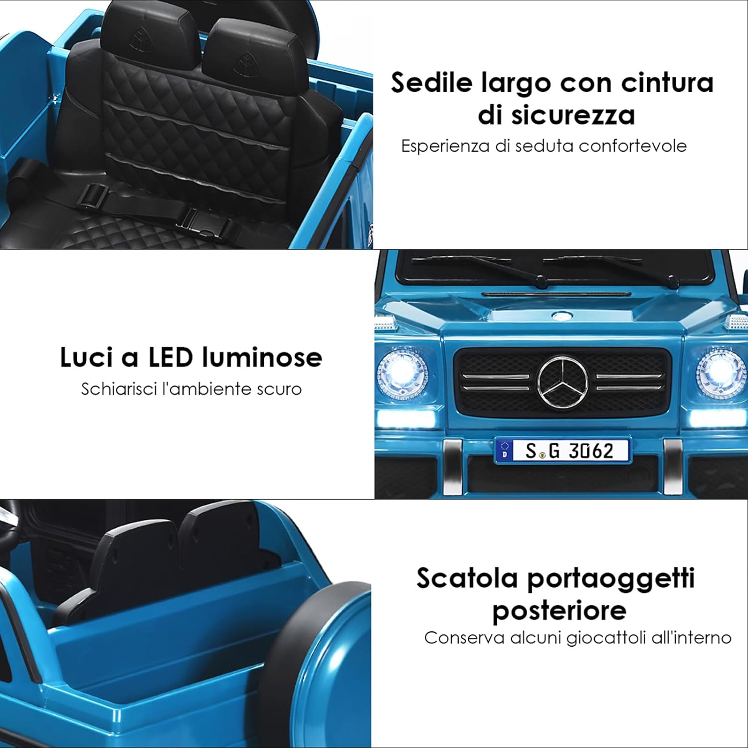 Mercedes Benz Macchina Elettrica per Bambini 12V, Veicolo Elettrico con Luci LED e Chiusura di Sicurezza, Macchina Cavalcabile per Bambini 3-8 Anni (Blu)