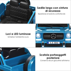 Mercedes Benz Macchina Elettrica per Bambini 12V, Veicolo Elettrico con Luci LED e Chiusura di Sicurezza, Macchina Cavalcabile per Bambini 3-8 Anni (Blu)