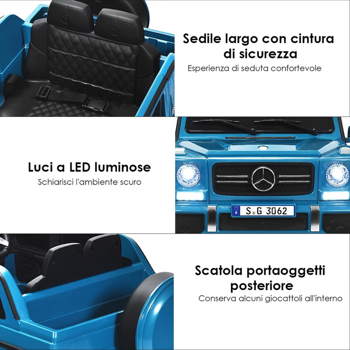Mercedes Benz Macchina Elettrica per Bambini 12V, Veicolo Elettrico con Luci LED e Chiusura di Sicurezza, Macchina Cavalcabile per Bambini 3-8 Anni (Blu)