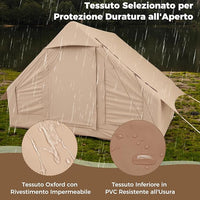 Tenda da Campeggio Gonfiabile, Tenda da Campeggio in Tessuto Oxford per 4-6 Persone con Pompa, Finestre a Rete, Porte e Borsa da Trasporto, 300 x 210 x 197 cm