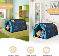Tenda da Gioco per Bambini, Tenda per Letto con Borsa di Trasporto, Casetta per Bambini Portatile, per Camera da Letto Salone Giochi, 144 x 102 x 82 cm (Blu)