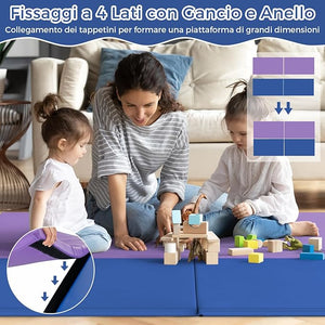 Tappetino Yoga Pieghevole e Portatile, Tappeto Palestra Spesso e Morbido con Maniglie, Tappeto Fitness per Case e Palestra, 180 x 60 x 4 cm