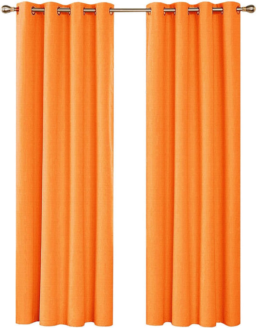 Tenda Porta Finestra Arancione 140x280 cm Tessuto Semitrasparente Coprente Occhielli Acciaio