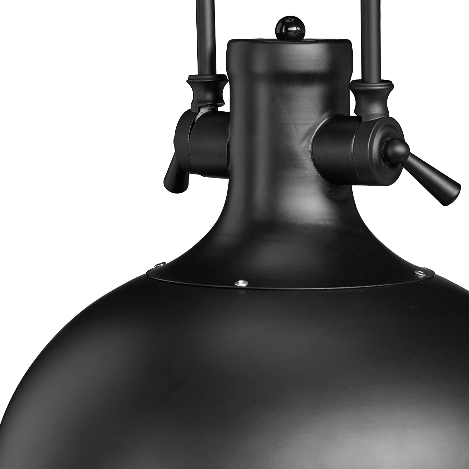 Lampada a sospensione in stile industriale plafoniera in vetro opalino in ferro paralume rotondo nero 13_0001370_2