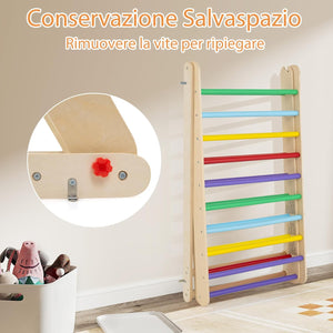Arrampicata per Bambini, Triangolo da Arrampicata in Legno con Scivolo, Scala Giochi Pieghevole per Bambini 3+ Anni, Carico 60 kg (colorato)